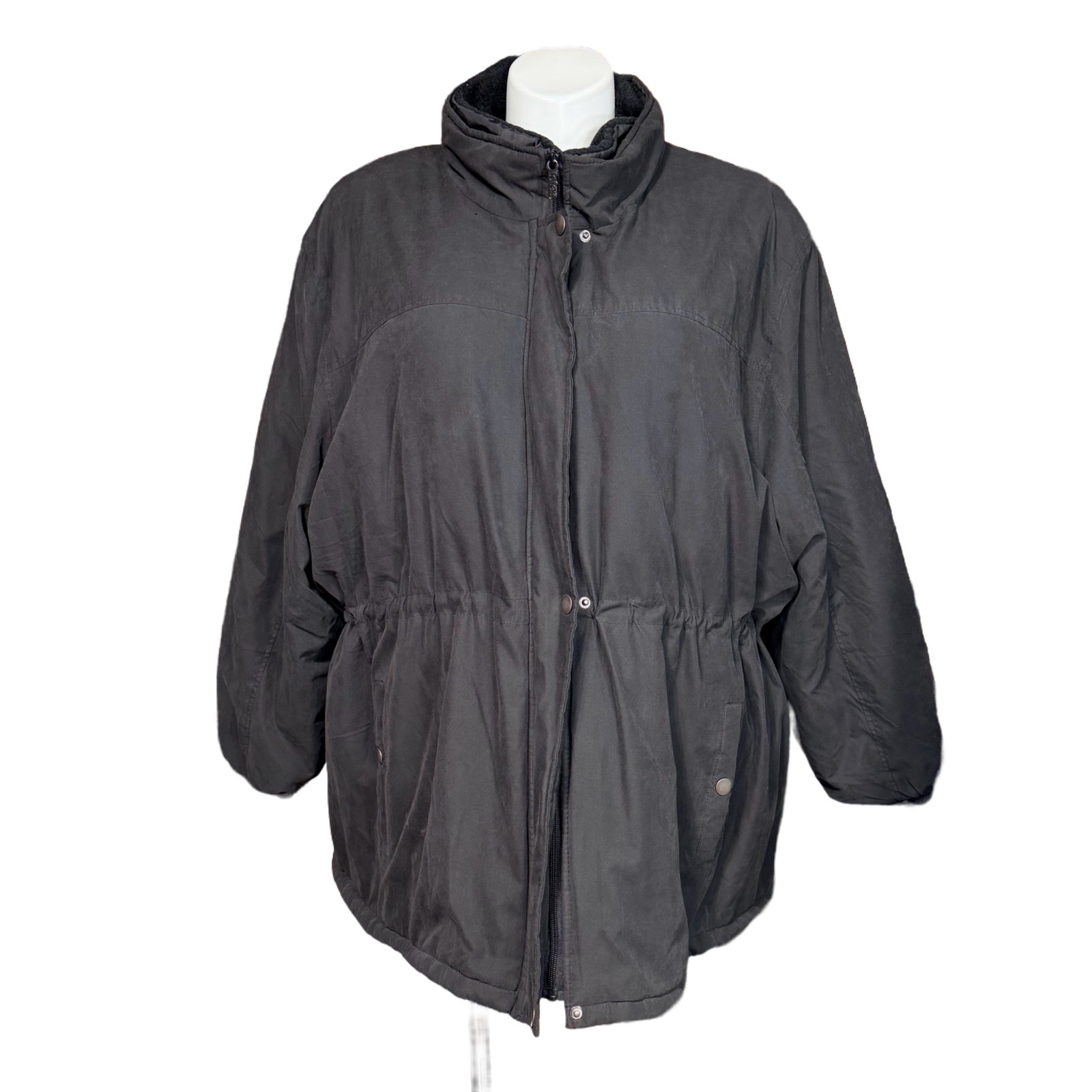 Totes Womens Winter Coat Parka Heavy Weight Jacket Drawstring Waistband Black 5x